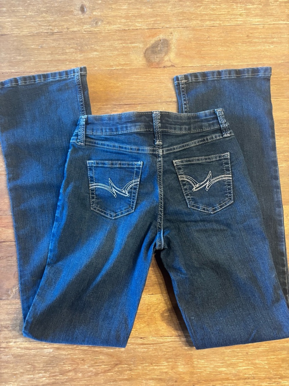 Wrangler Girls Dark Wash Bootcut Jeans with Embroidered Back Pockets